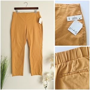 Wonderly Pull on Ankle Pants Womens  Ginger Gold Yellow Elastic Waist Sz 10 NWT